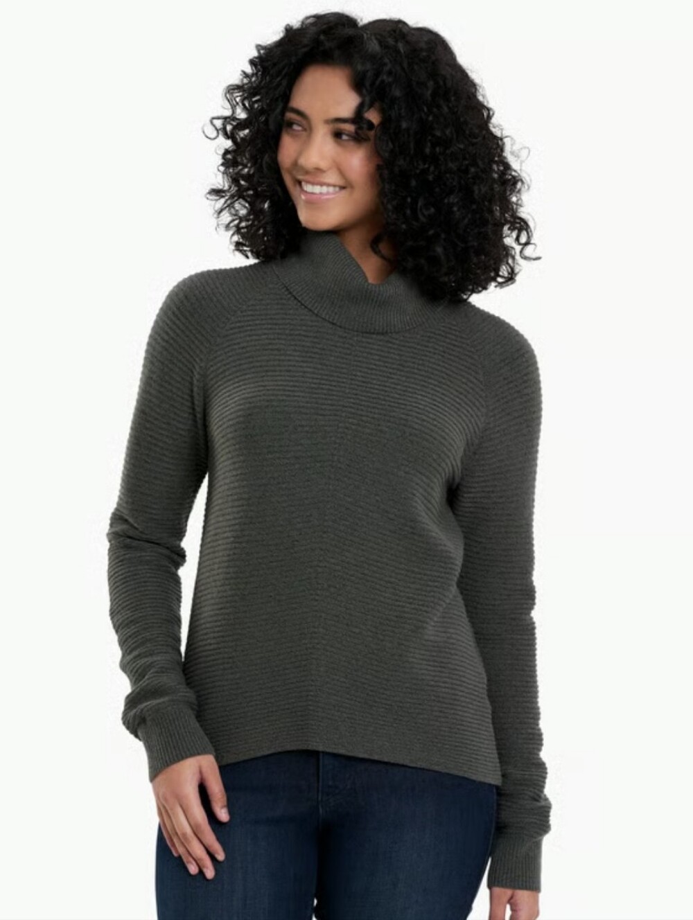 KÜHL Solace Sweater Soft Pine Medium Turtleneck Comfy Winter Ribbed Academia